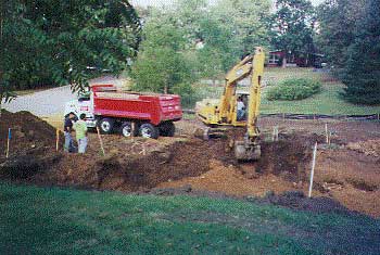 diesel shovel excavates for the future basement